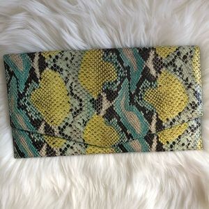 Cole Haan Neon Snakeskin Envelope Clutch